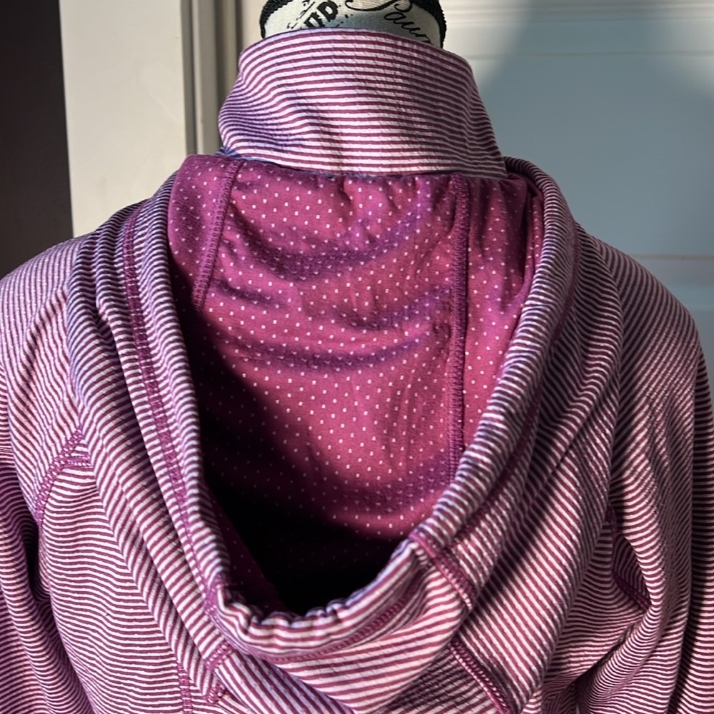 Tangerine Hoodie Purple Stripe 1/2 Zip Women’s Pullover Pocket Medium - Picture 7 of 8